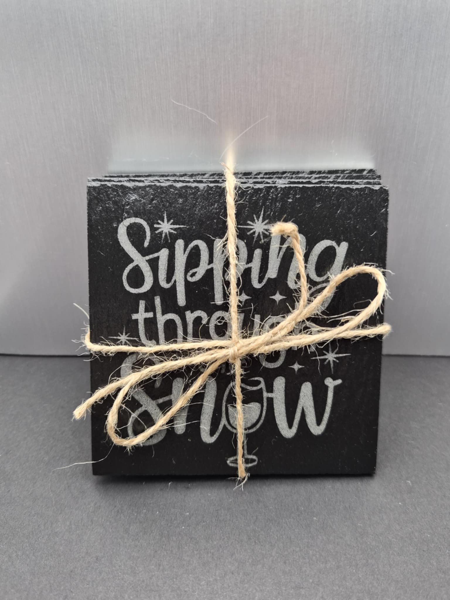 Cute Holiday Coaster Set in Slate