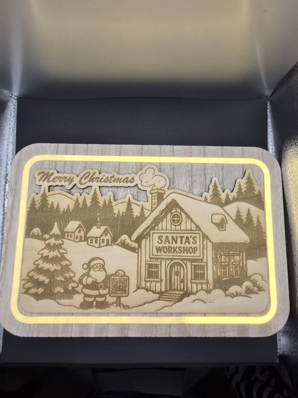 Light Up Santa Cottage Sign