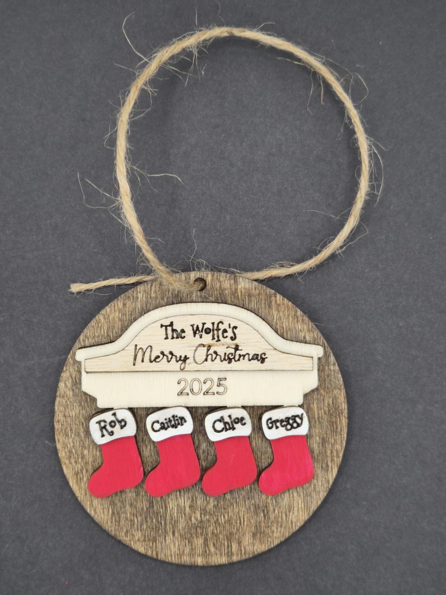 Custom Family Ornament (3 Stockings)