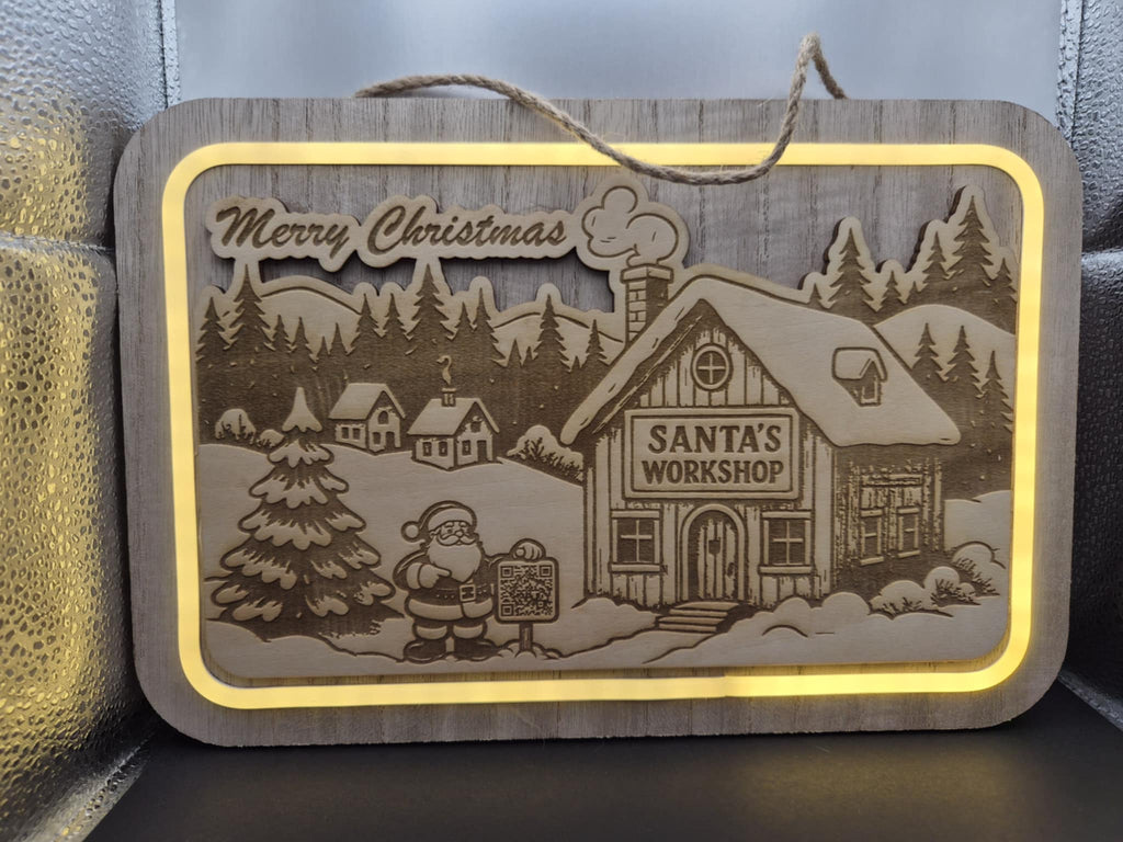 Light Up Santa Cottage Sign